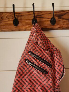 Forever 21 Premium Denim Houndstooth Tapered Jeans Red Black 29